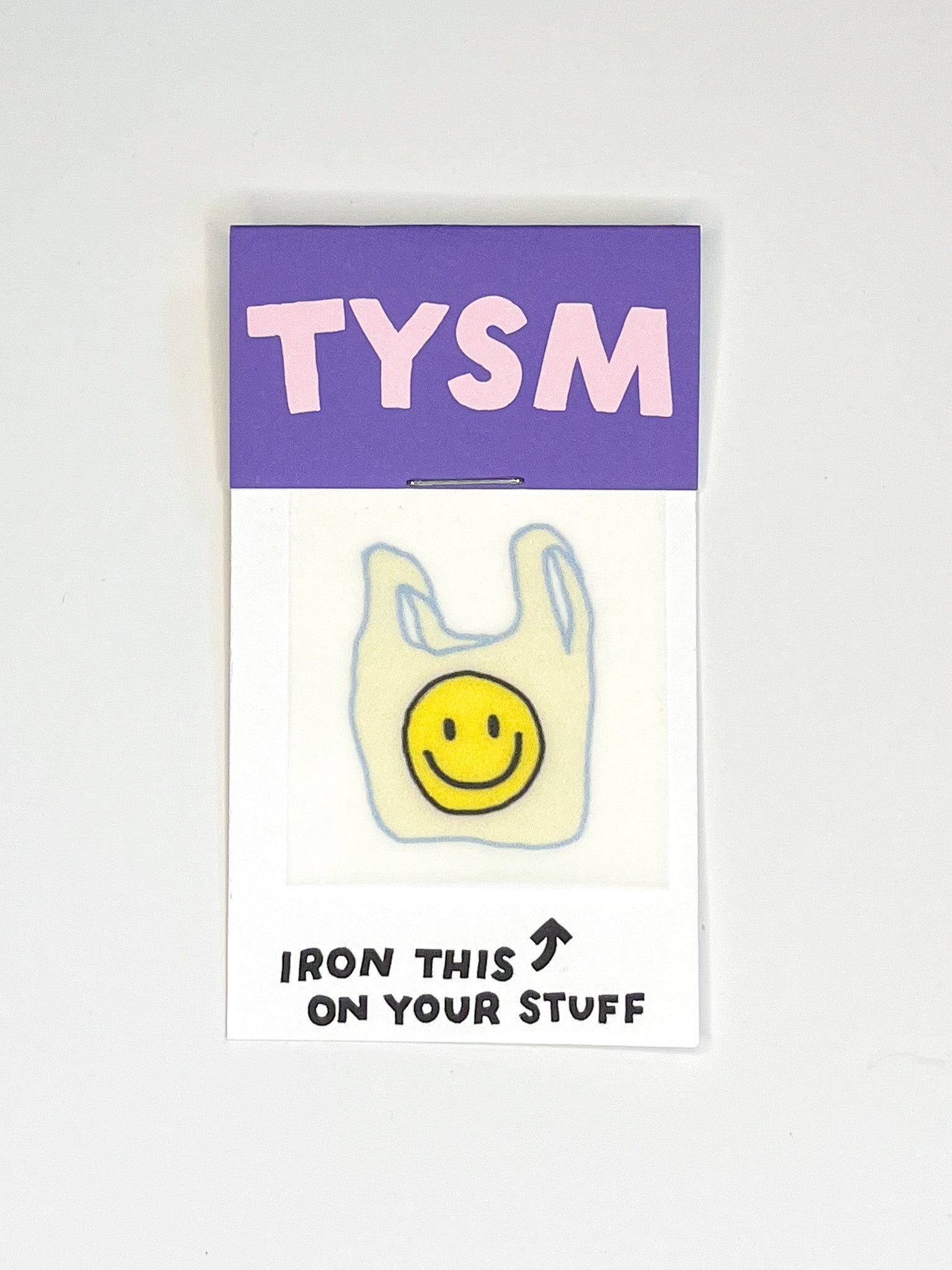 Thank You Smiley Shopping Bag L'il Something Iron-On Card