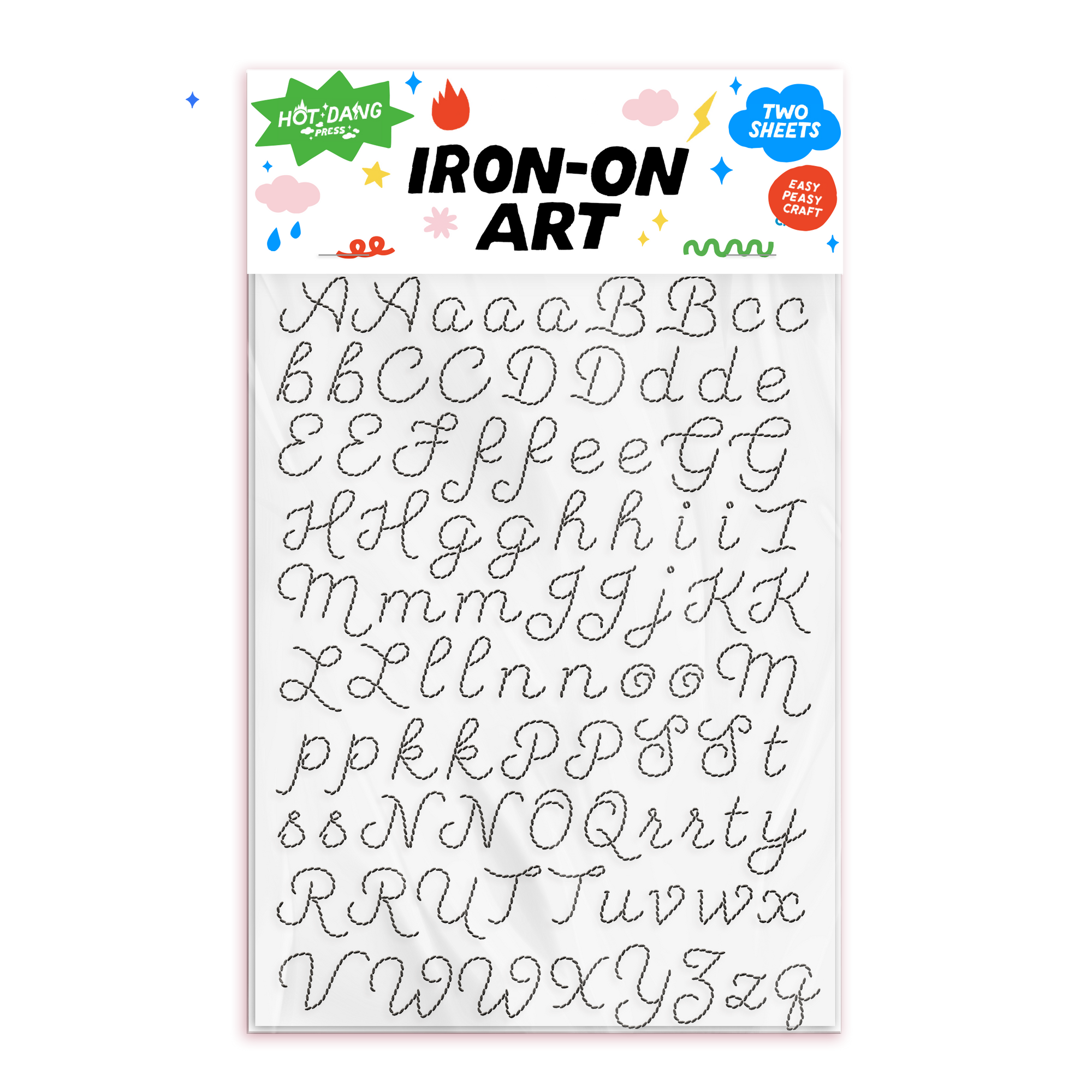 Embroidery Alphabet Black Sheet Set