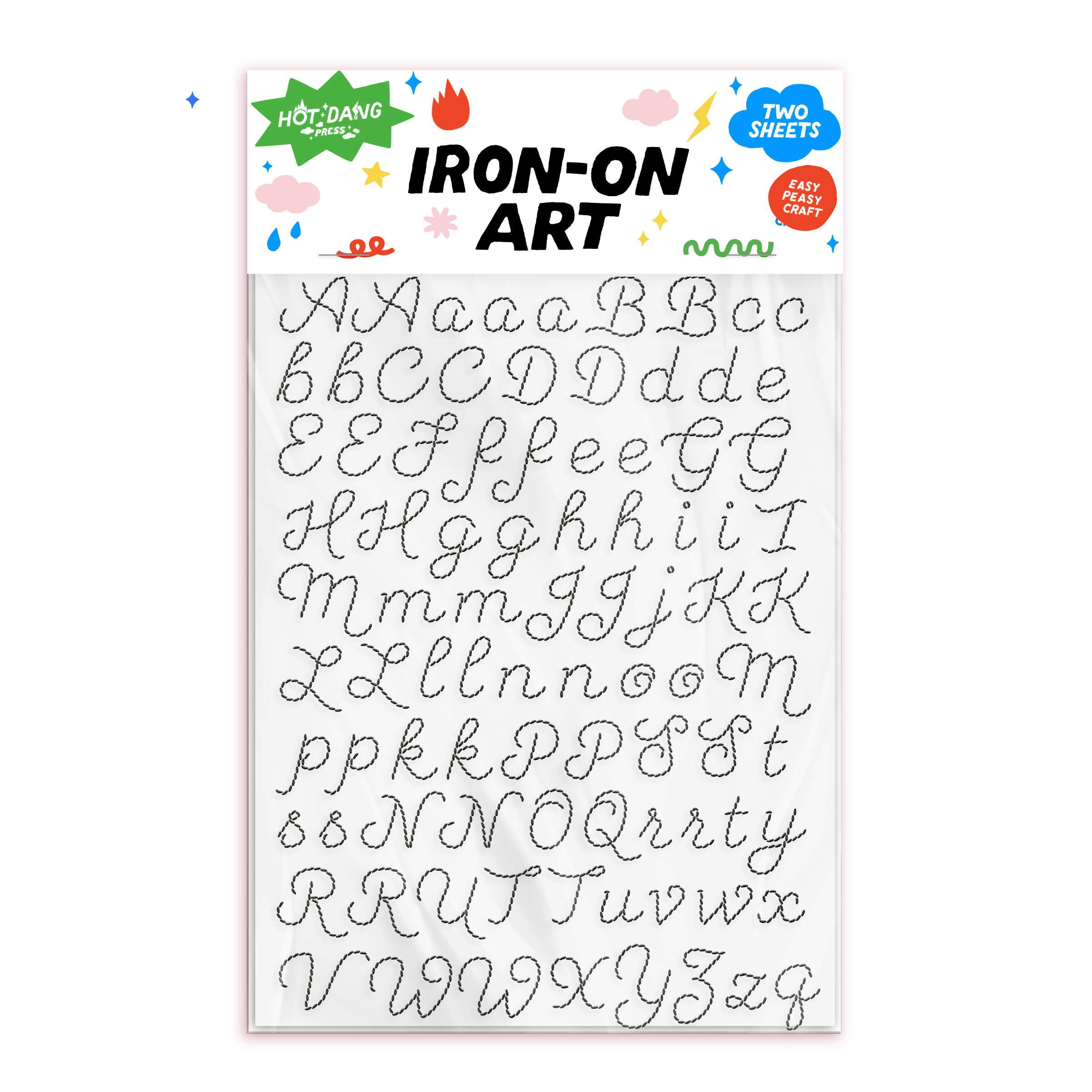 Embroidery Alphabet Black Sheet Set