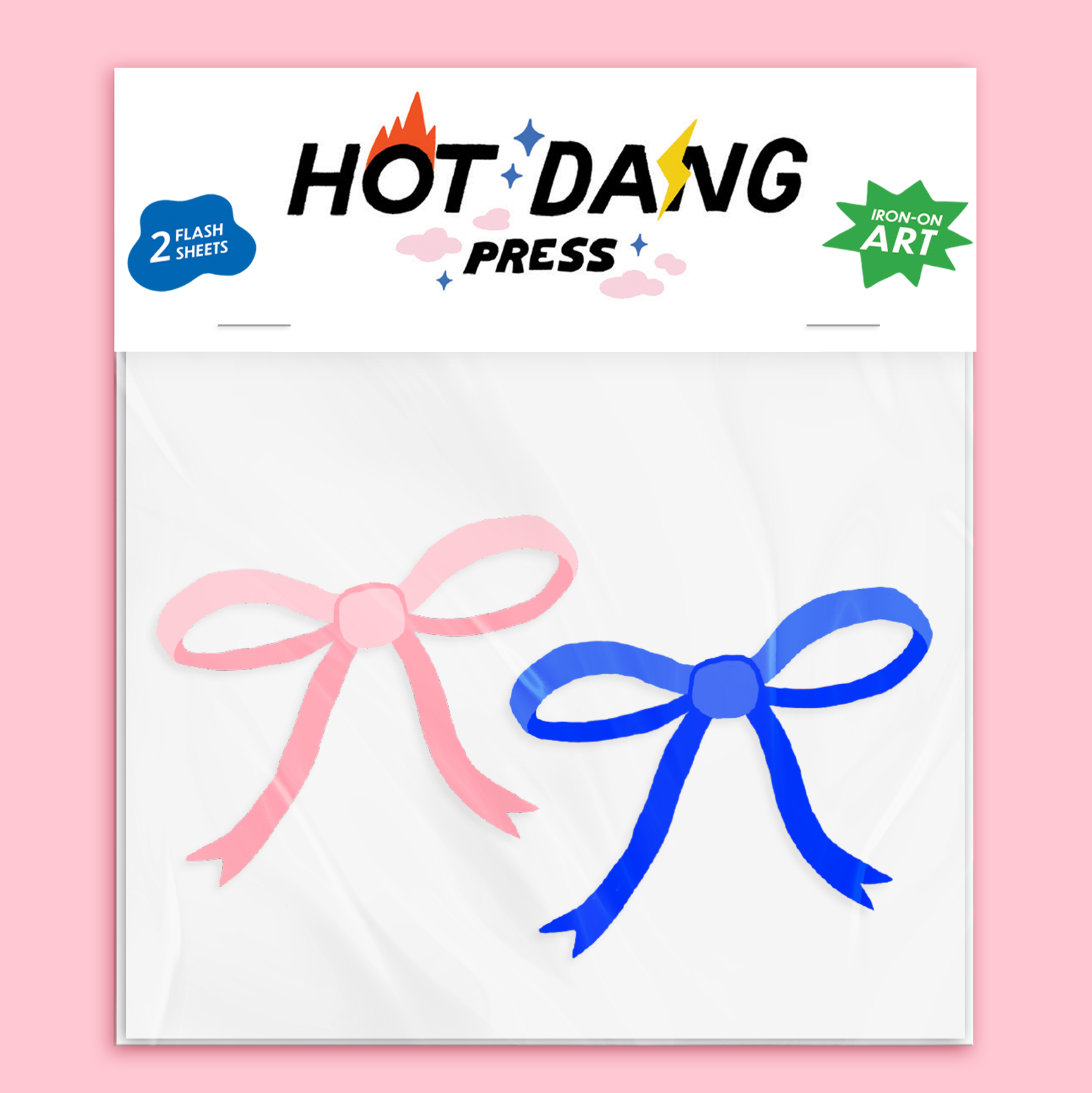 Pink and Blue Bow Buddies Iron On