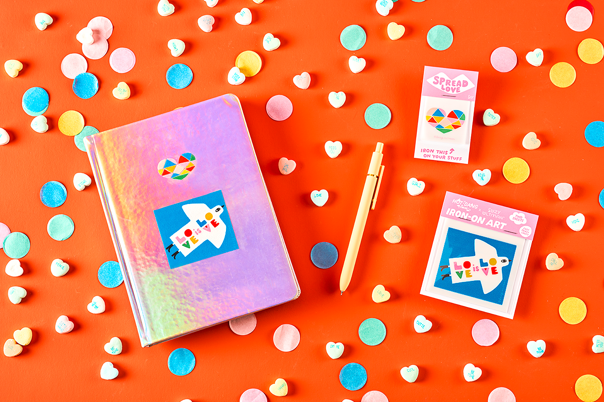 HDP x Suzy Ultman Rainbow Heart L'il Something Iron-On Card